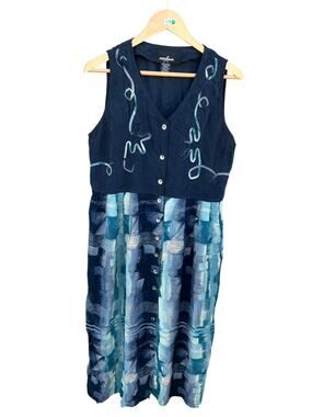Possitive Attitude Vintage 80s Women's V-Neck Sleeveless Graphic Blue Size 16